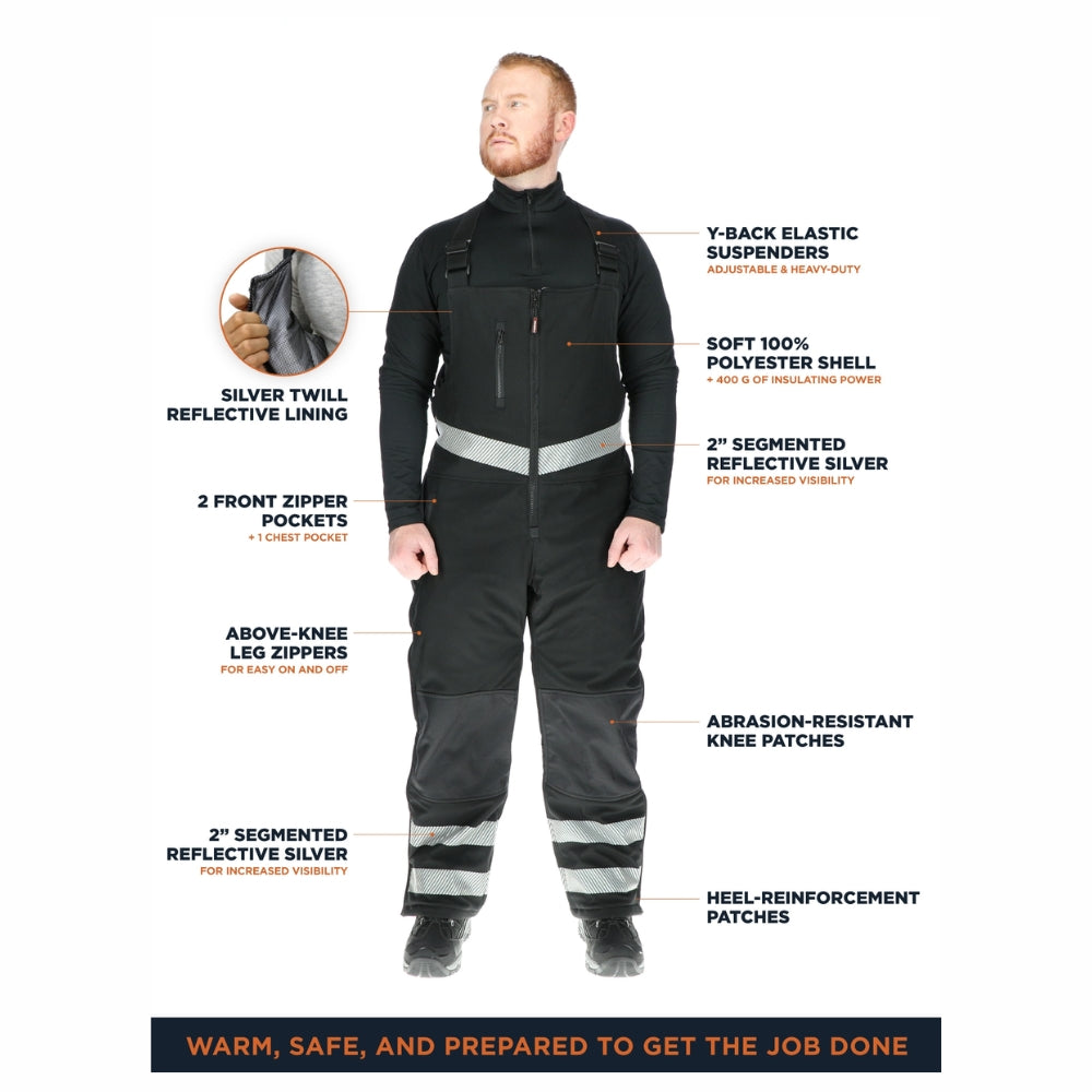 RefrigiWear Enhanced Visibility Insulated Softshell Bib Overalls | All Security Equipment