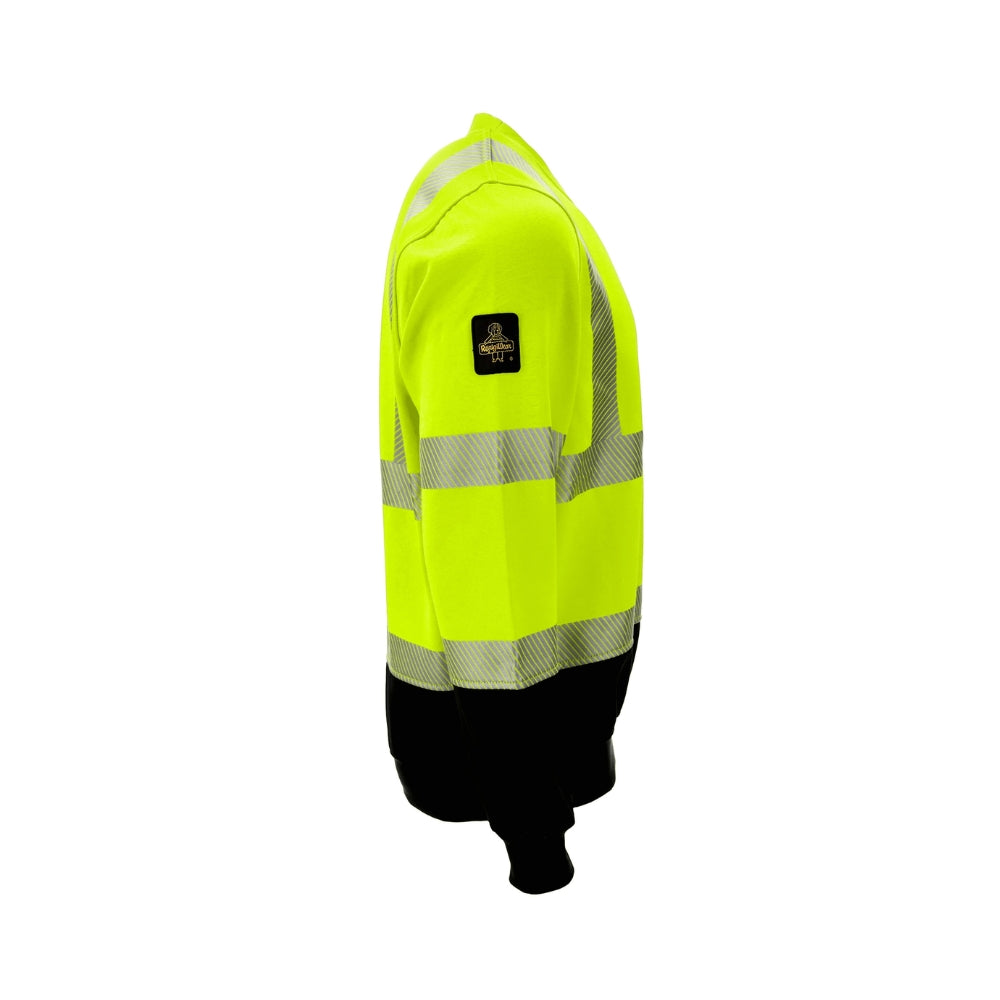 RefrigiWear HiVis Crewneck Sweatshirt with Reflective Tape (Black Lime) | All Security Equipment