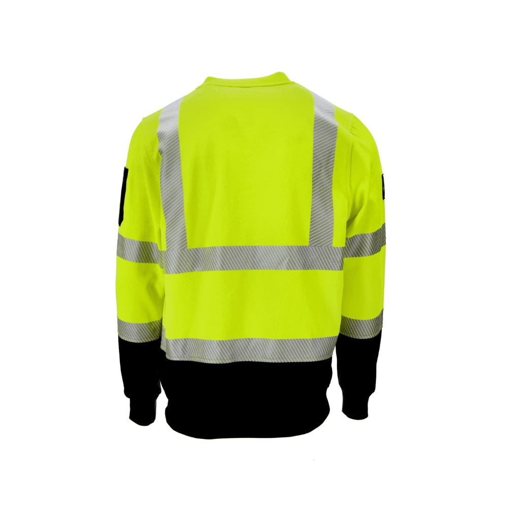 RefrigiWear HiVis Crewneck Sweatshirt with Reflective Tape (Black Lime) | All Security Equipment