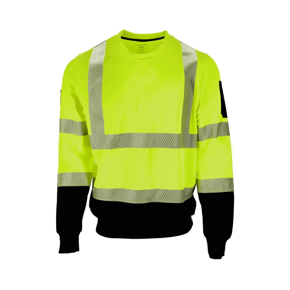 RefrigiWear HiVis Crewneck Sweatshirt with Reflective Tape (Black Lime) | All Security Equipment