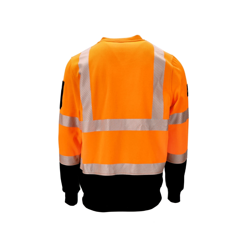 RefrigiWear HiVis Crewneck Sweatshirt with Reflective Tape (Black/Orange) | All Security Equipment