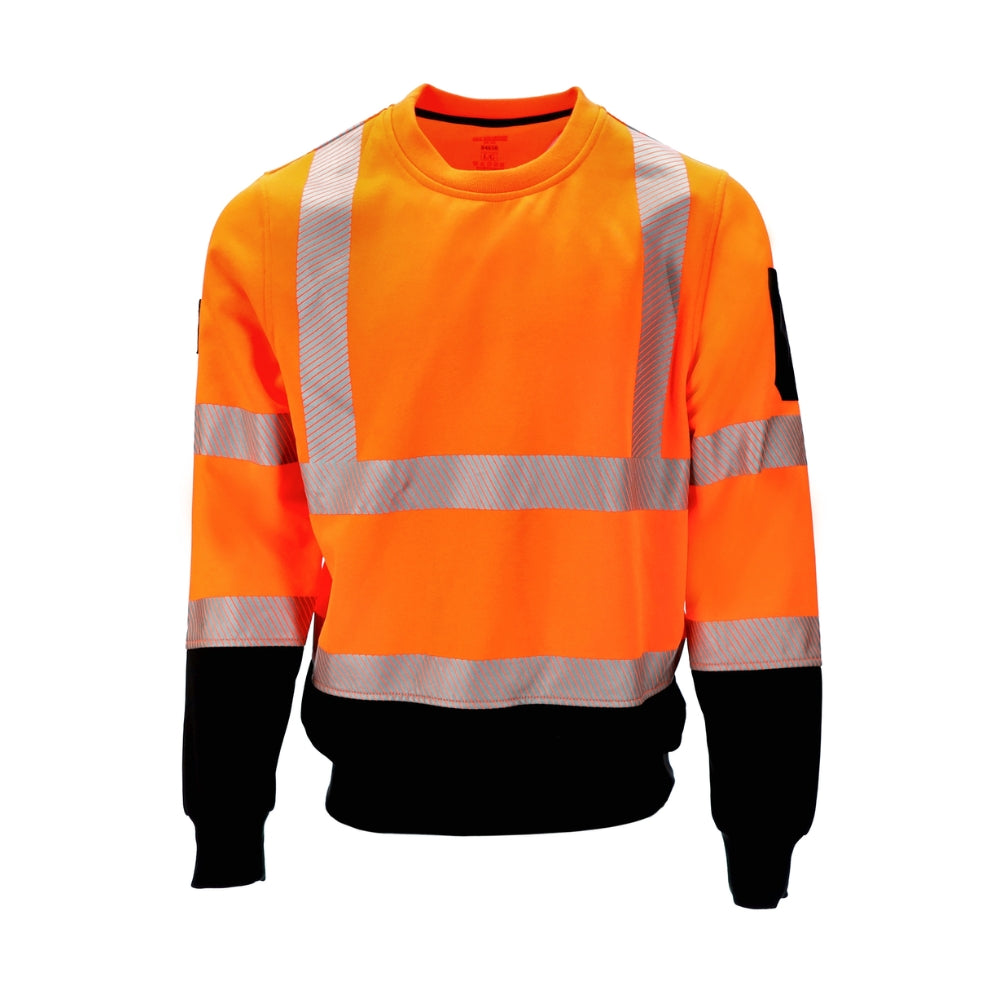 RefrigiWear HiVis Crewneck Sweatshirt with Reflective Tape (Black/Orange) | All Security Equipment