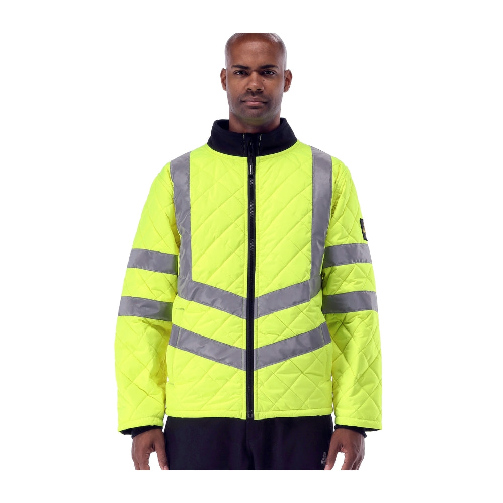 RefrigiWear HiVis Diamond Quilted Jacket (Lime) | All Security Equipment