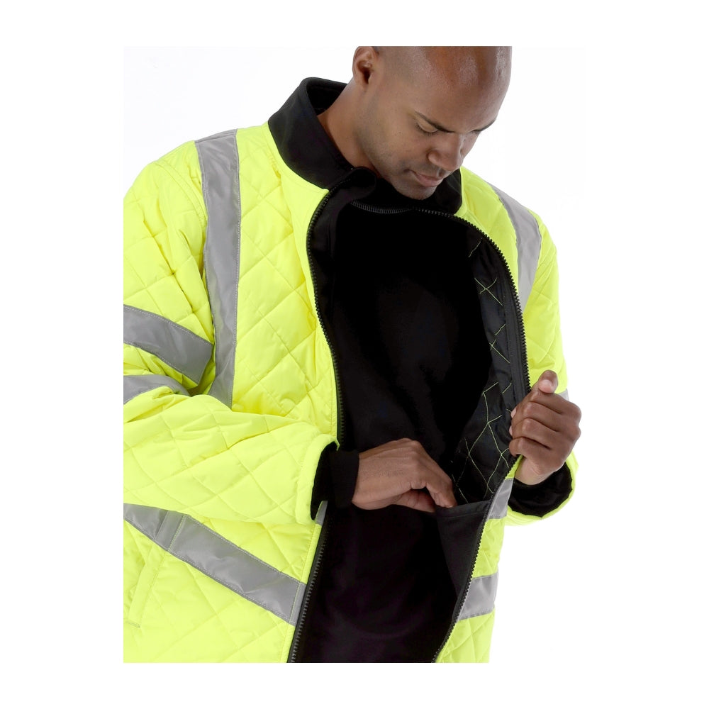 RefrigiWear HiVis Diamond Quilted Jacket (Lime) | All Security Equipment