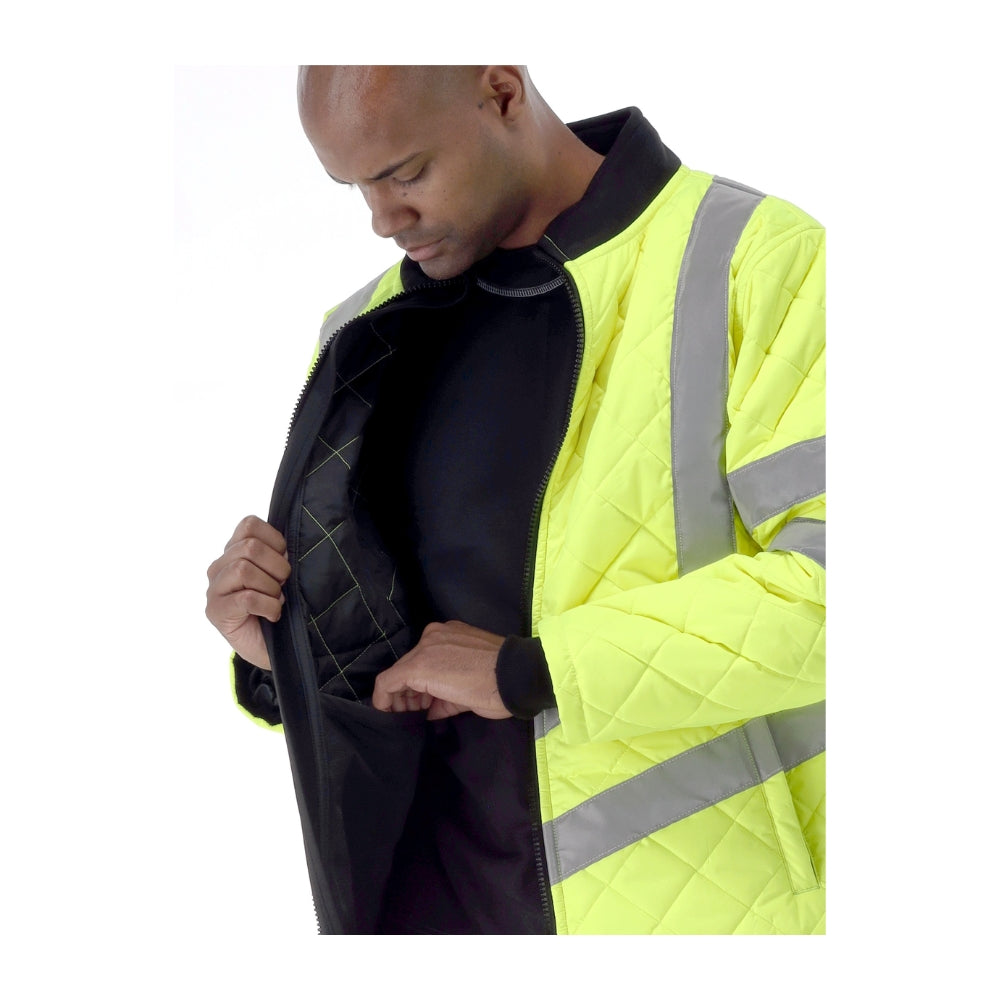 RefrigiWear HiVis Diamond Quilted Jacket (Lime) | All Security Equipment