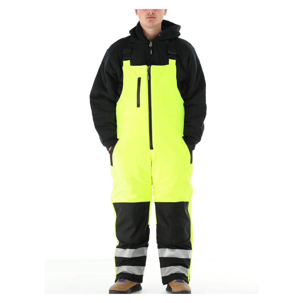 RefrigiWear HiVis Insulated Softshell Bib Overalls (Black Lime) | All Security Equipment