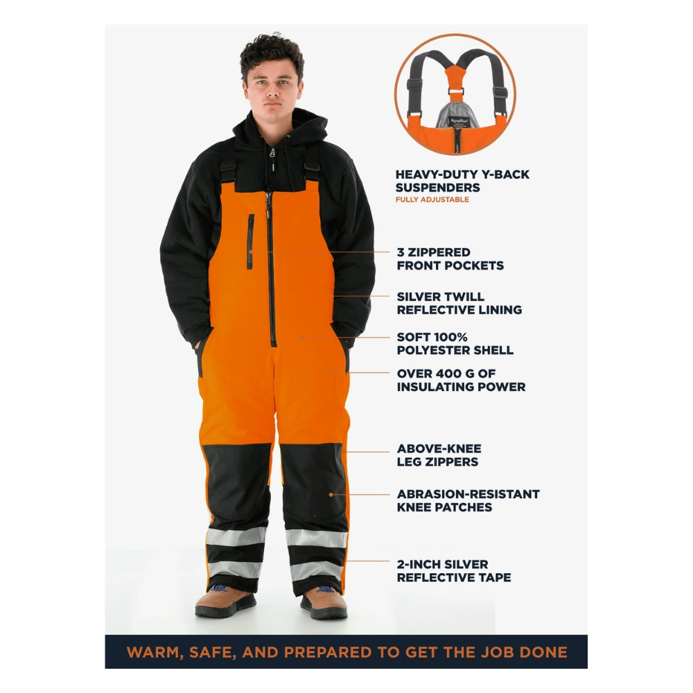 RefrigiWear HiVis Insulated Softshell Bib Overalls (Black Orange) | All Security Equipment