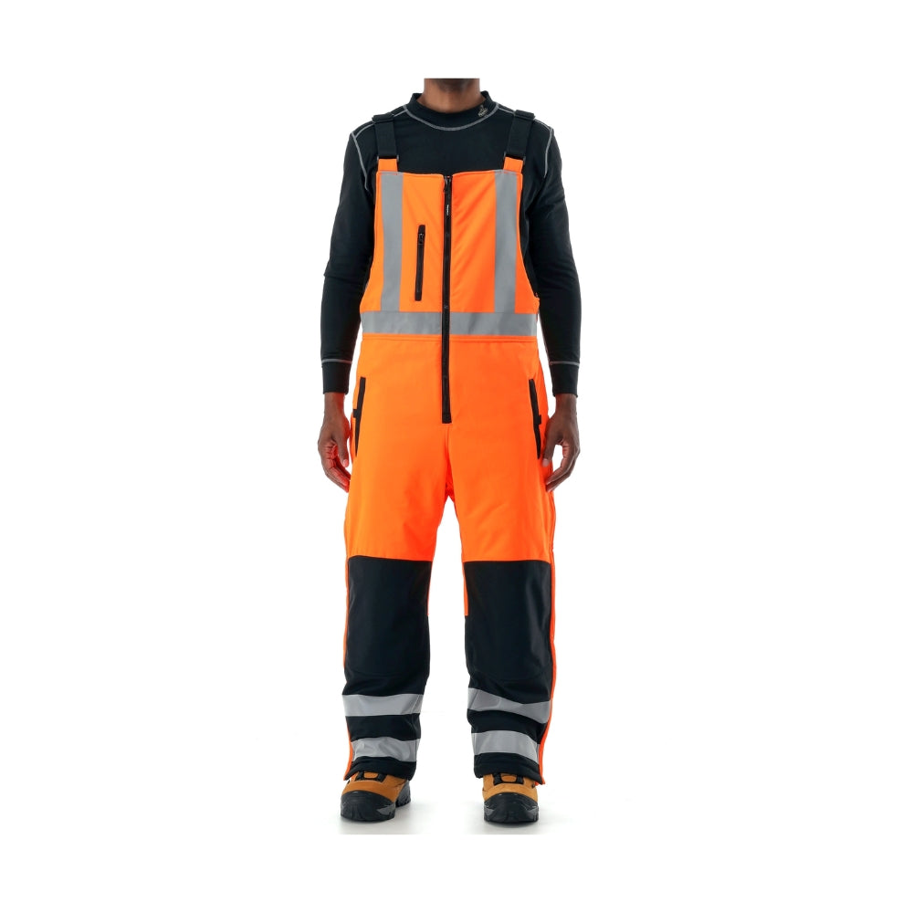 RefrigiWear HiVis Insulated Softshell High Bib Overalls (Black/Orange) | All Security Equipment