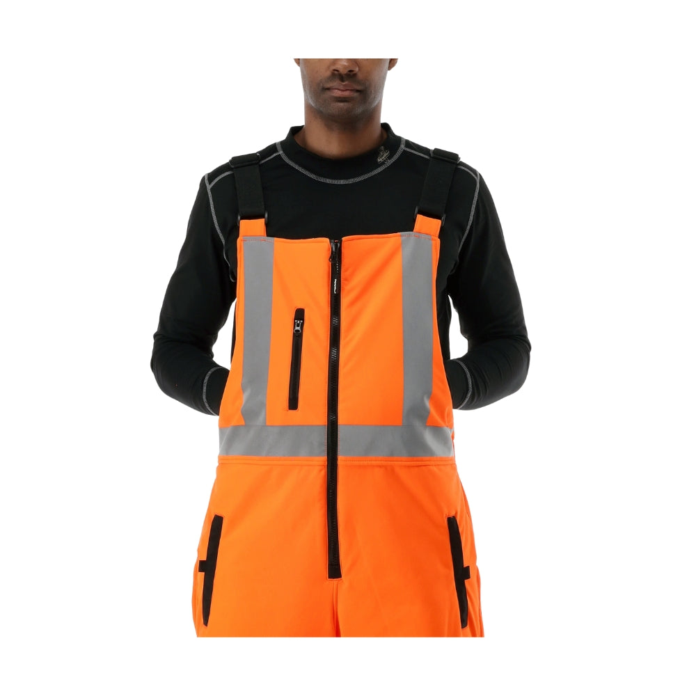 RefrigiWear HiVis Insulated Softshell High Bib Overalls (Black/Orange)