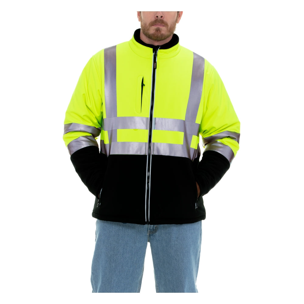 RefrigiWear HiVis Insulated Softshell Jacket (Black Lime) | All Security Equipment