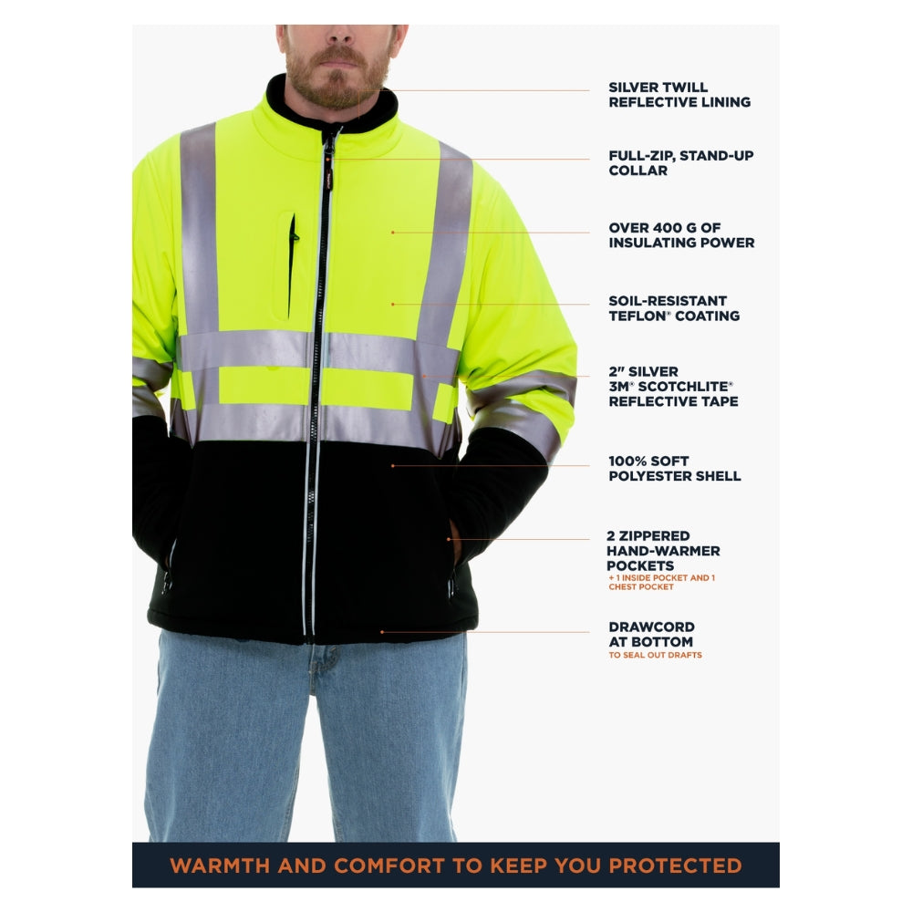 RefrigiWear HiVis Insulated Softshell Jacket (Black Lime) | All Security Equipment