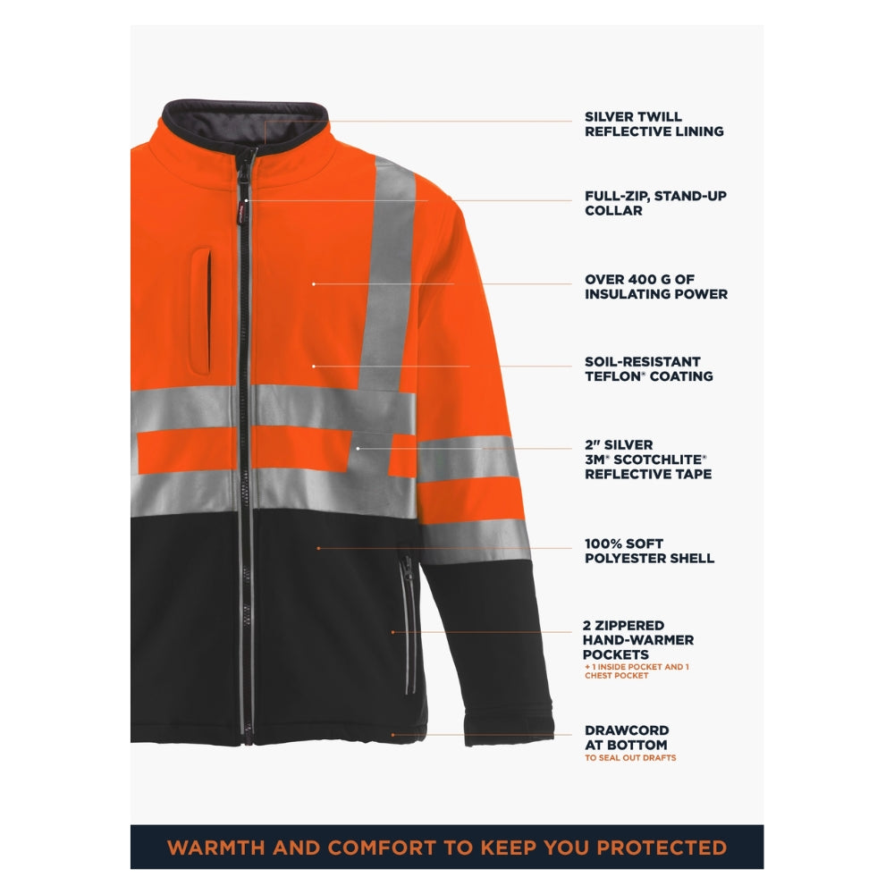 RefrigiWear HiVis Insulated Softshell Jacket (Black Orange) | All Security Equipment