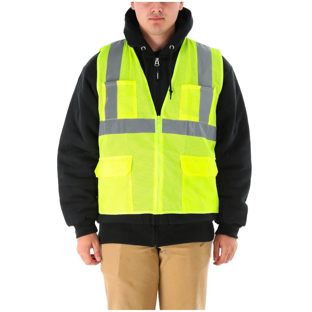 RefrigiWear HiVis Zipper Mesh Safety Vest Lime (Available in M-5XL) | All Security Equipment