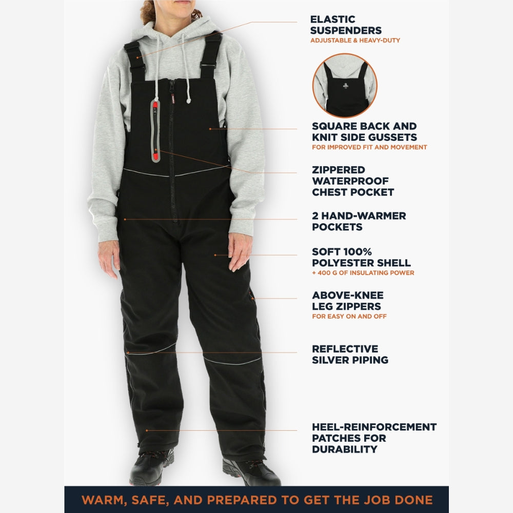 RefrigiWear Women's Insulated Softshell Bib Overalls (Available in S-2XL) | All Security Equipment