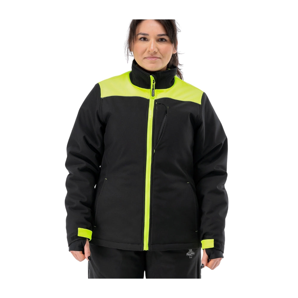 RefrigiWear Women's Two-Tone HiVis Insulated Softshell Jacket (Black/Lime) | All Security Equipment