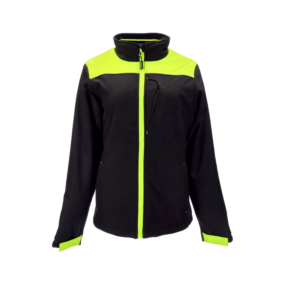 RefrigiWear Women's Two-Tone HiVis Insulated Softshell Jacket (Black/Lime) | All Security Equipment