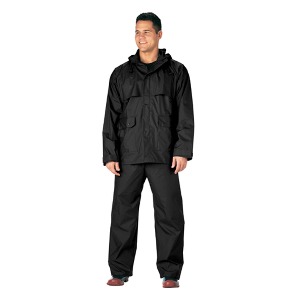 Rothco 2 Piece Microlite PVC Rainsuit (Black) | All Security Equipment