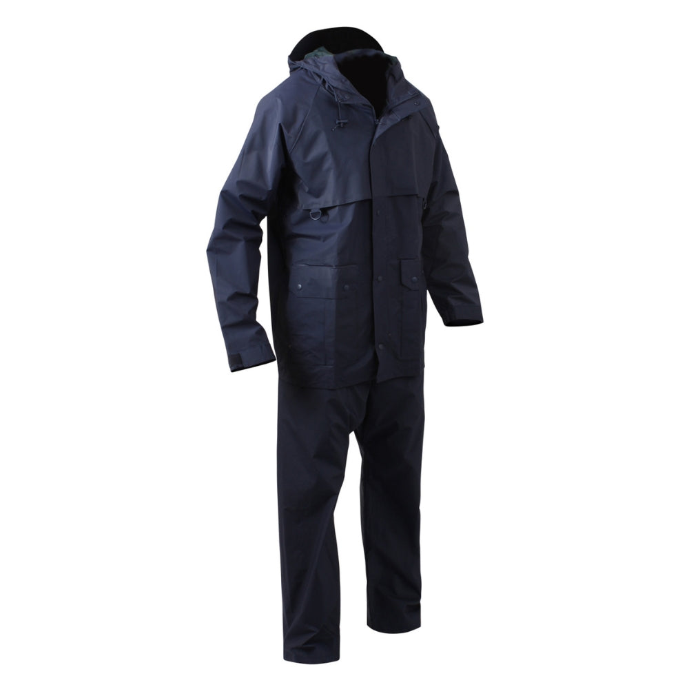 Rothco 2 Piece Microlite PVC Rainsuit (Navy Blue) - 2