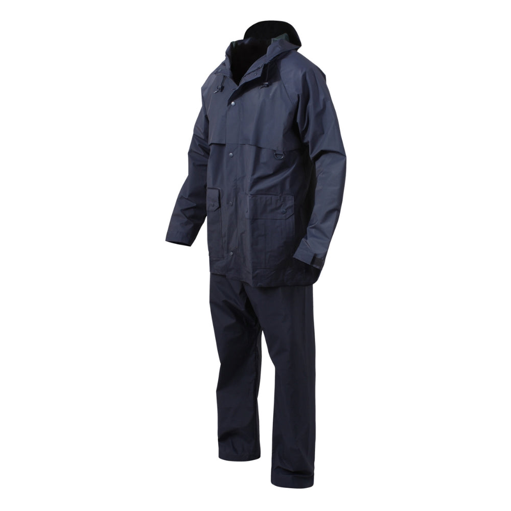 Rothco 2 Piece Microlite PVC Rainsuit (Navy Blue) - 3