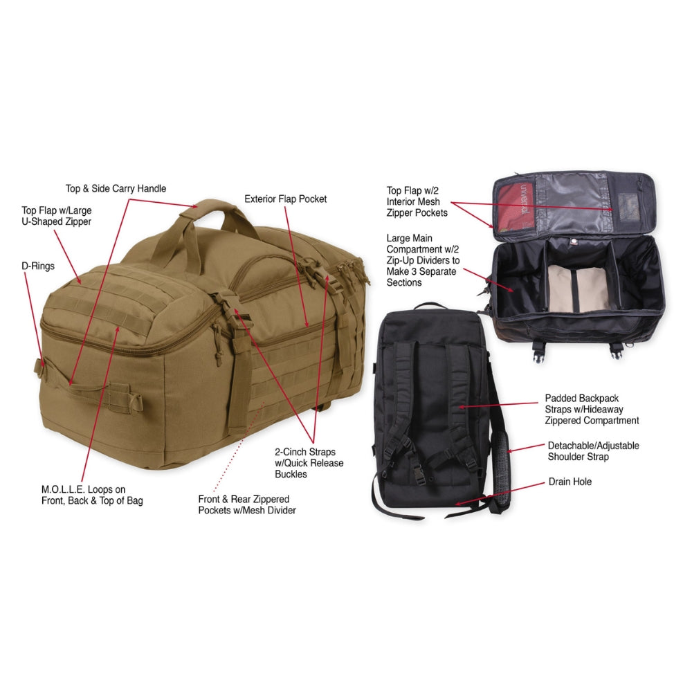 Rothco 3 In 1 Convertible Mission Bag - Coyote Brown Rothco 3 In 1 Convertible Mission Bag - Coyote Brown