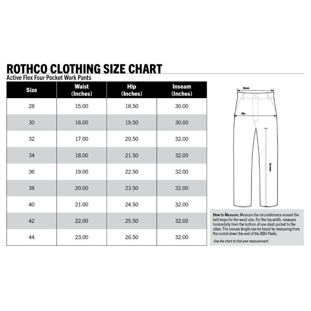 Rothco Active Flex Four Pocket Work Pants (Black) - 9