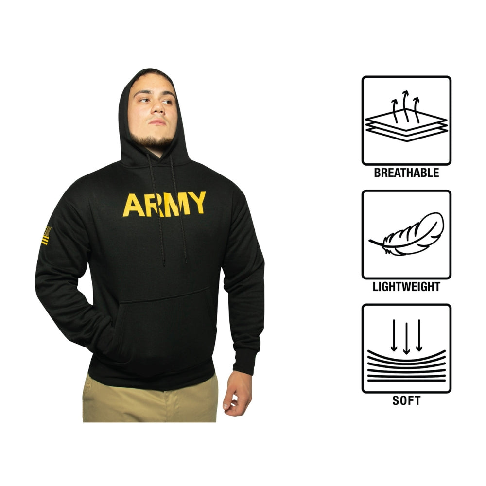 Rothco Army Printed Pullover Hoodie - Black | All Security Equipment - 8