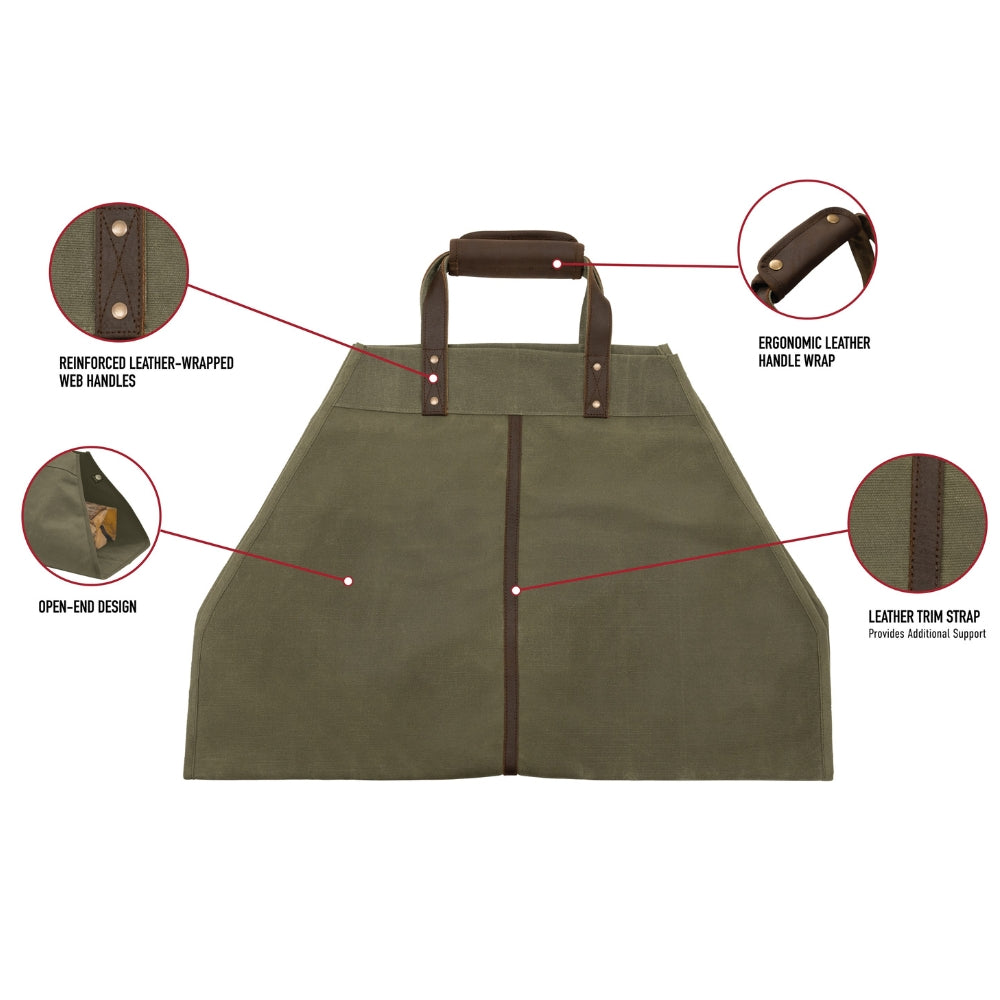 Rothco Backwoods Waxed Canvas Log Carrier | All Security Equipment - 12