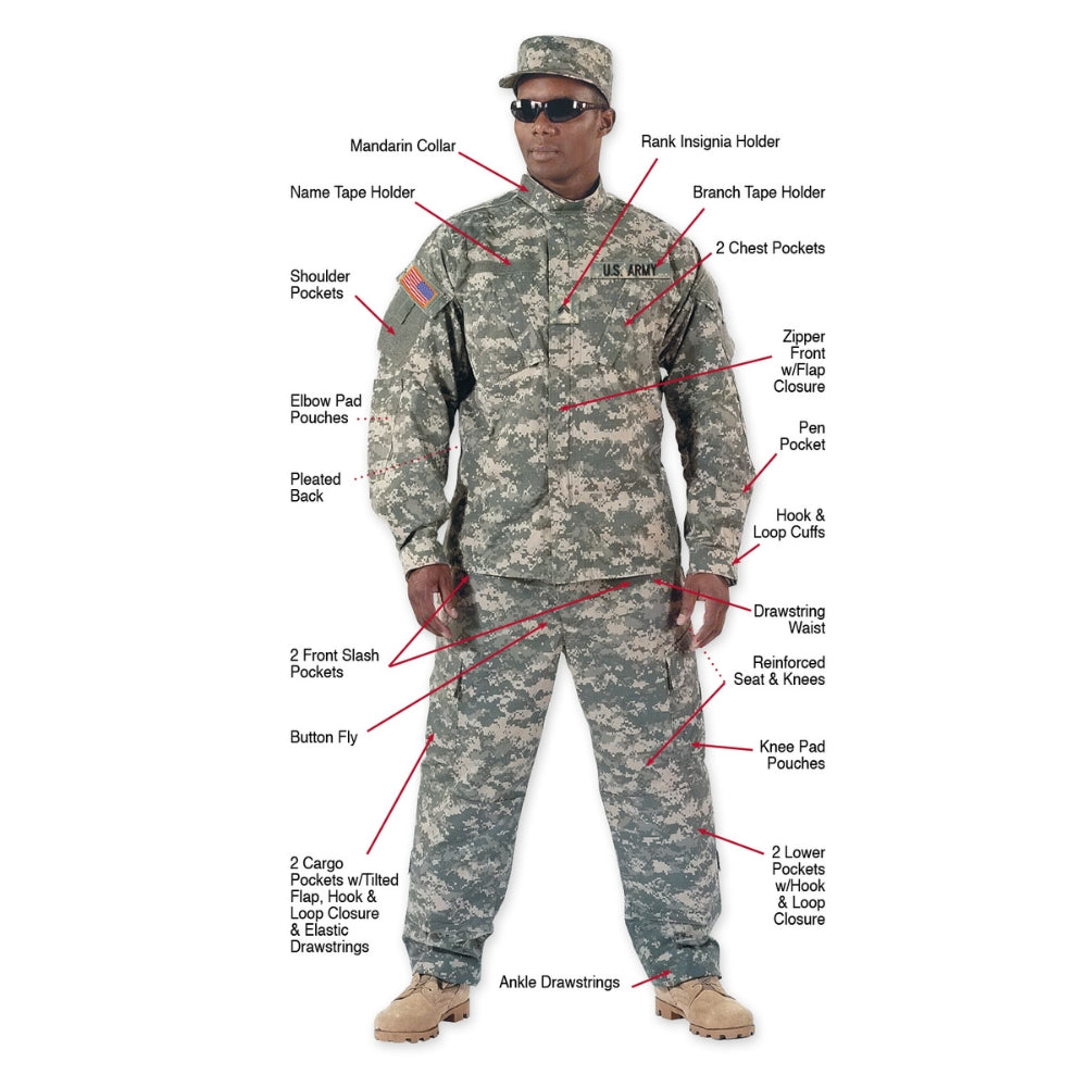 Rothco Camo Army Combat Uniform Shirt | All Security Equipment - 5