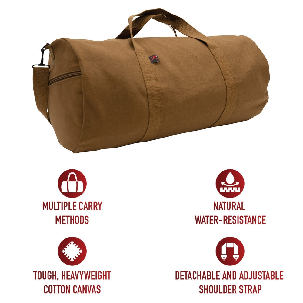 Rothco Canvas Shoulder Duffle Bag (Work Brown) | All Security Equipment - 6