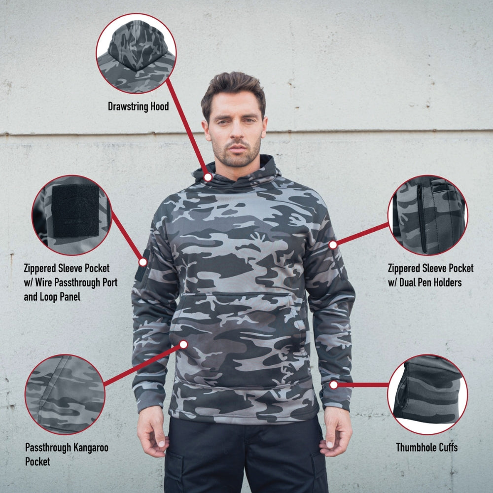 Rothco Concealed Carry Midnight Camo Hoodie (Midnight Black Camo) - 8