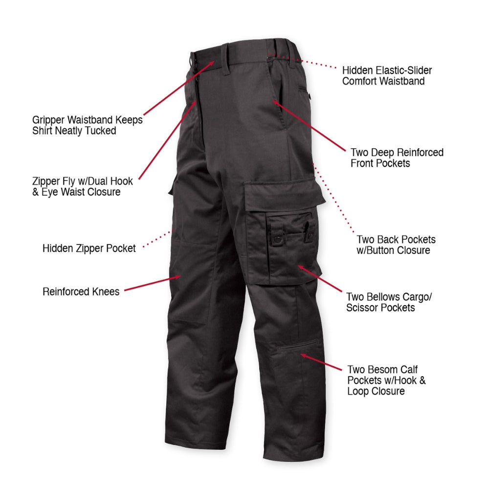 Rothco Deluxe EMT Paramedic Pants (Black) | All Security Equipment - 6