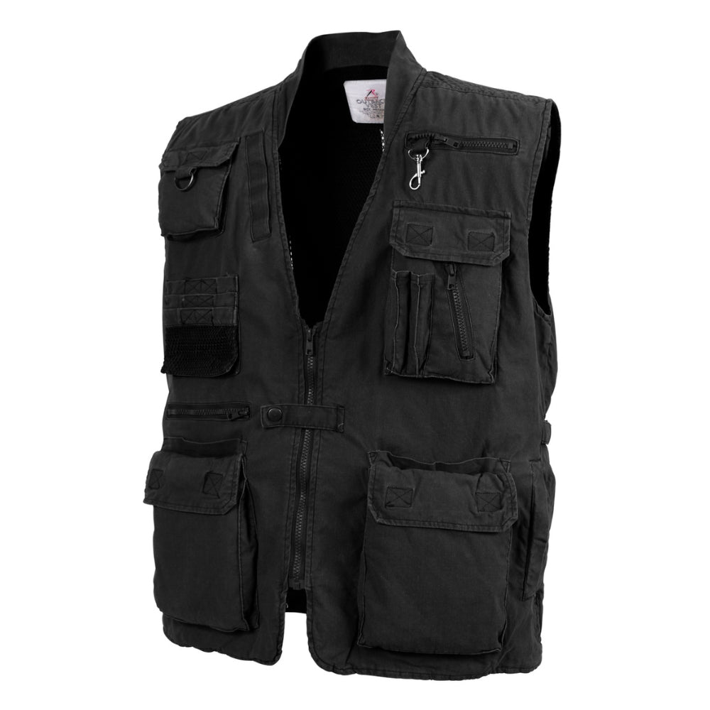 Rothco Deluxe Safari Outback Vest (Black) | All Security Equipment