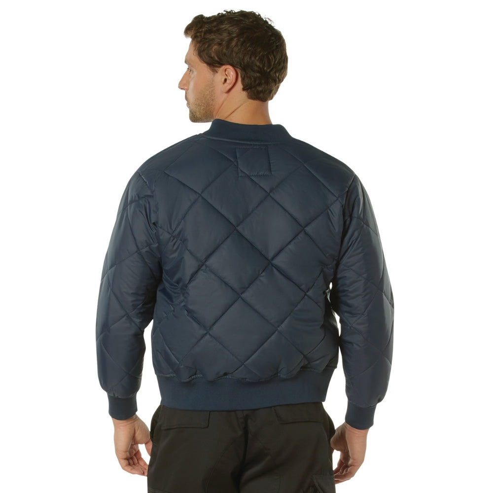 Rothco Diamond Nylon Quilted Flight Jacket (Navy Blue) - 2