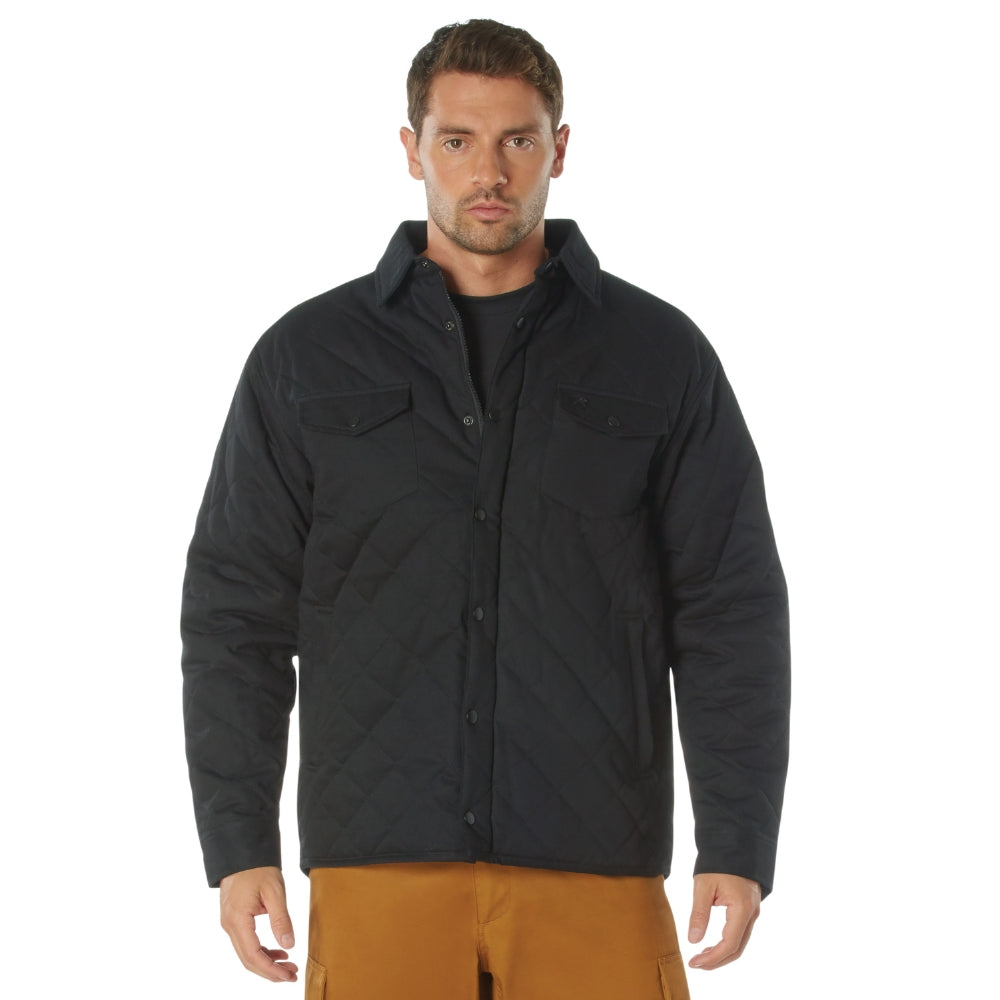 Rothco Diamond Quilted Cotton Jacket (Black) | All Security Equipment - 1