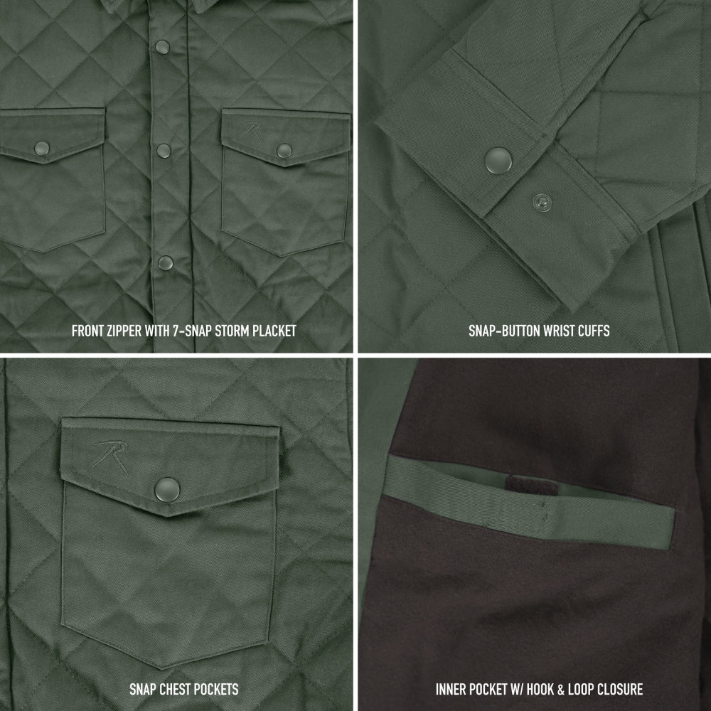 Rothco Diamond Quilted Cotton Jacket (Olive Drab) - 4