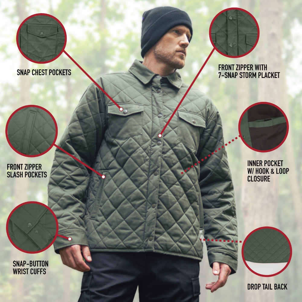 Rothco Diamond Quilted Cotton Jacket (Olive Drab)