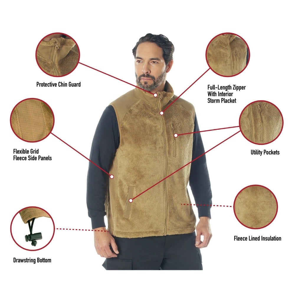 Rothco E.C.W.C.S. Fleece Vest (Coyote Brown) | All Security Equipment - 5