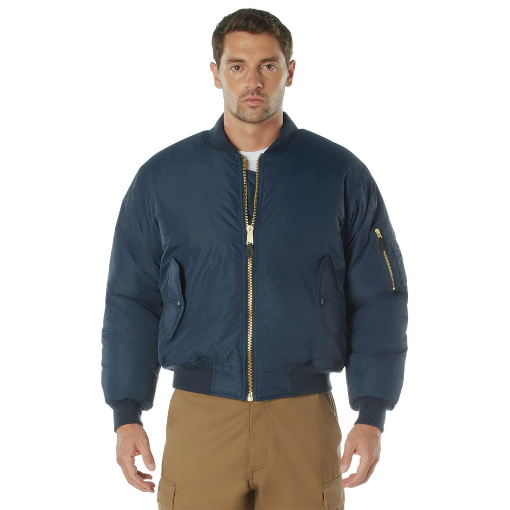 Rothco Enhanced Nylon MA-1 Flight Jacket (Navy Blue)