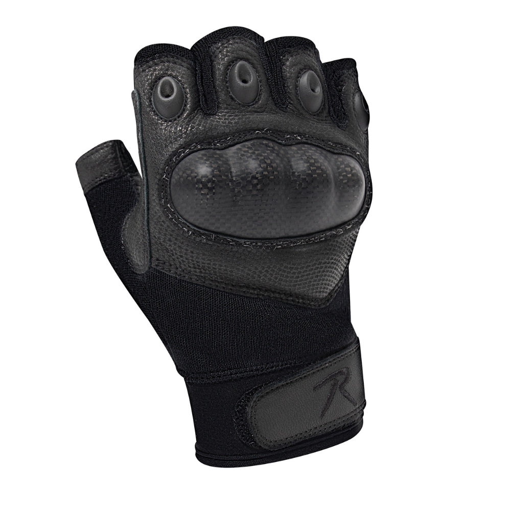 Rothco Fingerless Cut and Fire Resistant Carbon Hard Knuckle Gloves - Black - 3