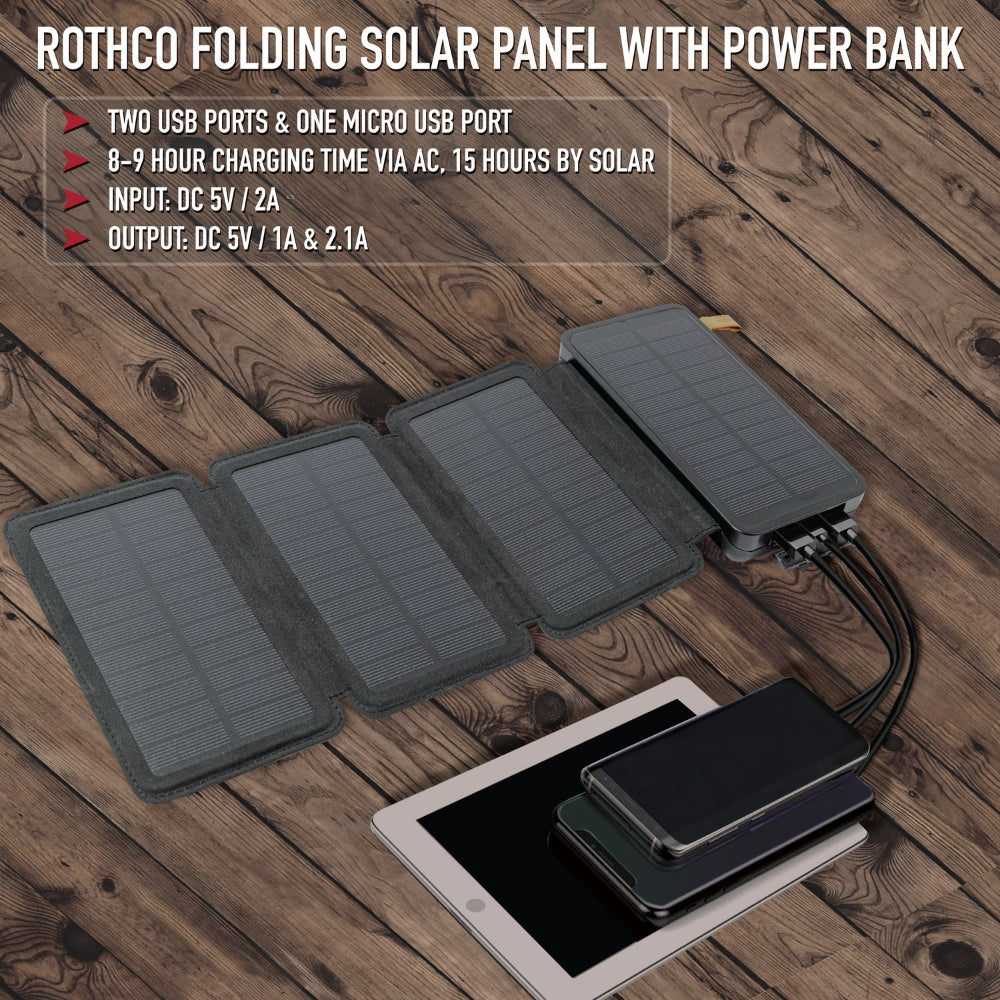 Rothco Folding Solar Panel with Power Bank | All Security Equipment - 6