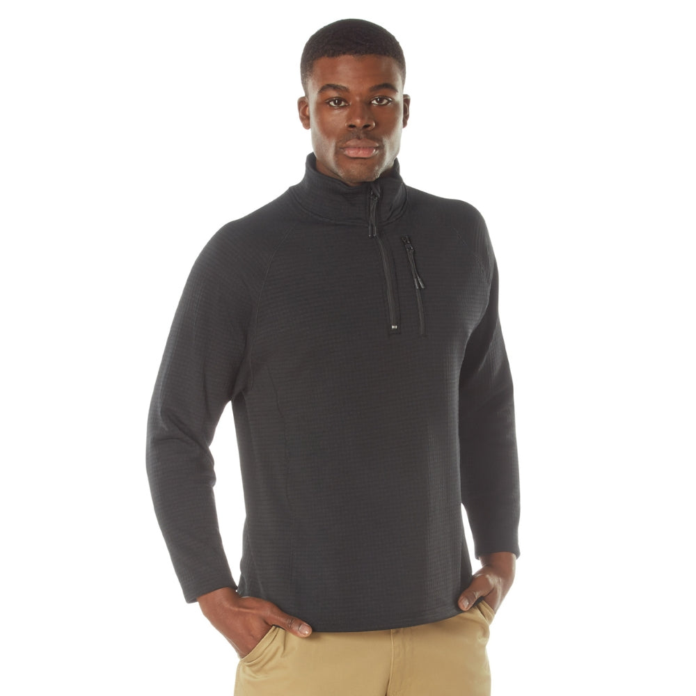 Rothco Grid Fleece Pullover (Black) | All Security Equipment - 1