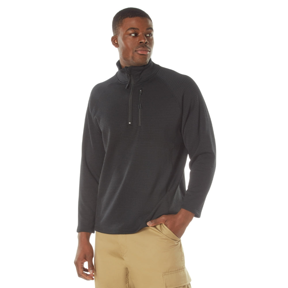 Rothco Grid Fleece Pullover (Black) | All Security Equipment - 2