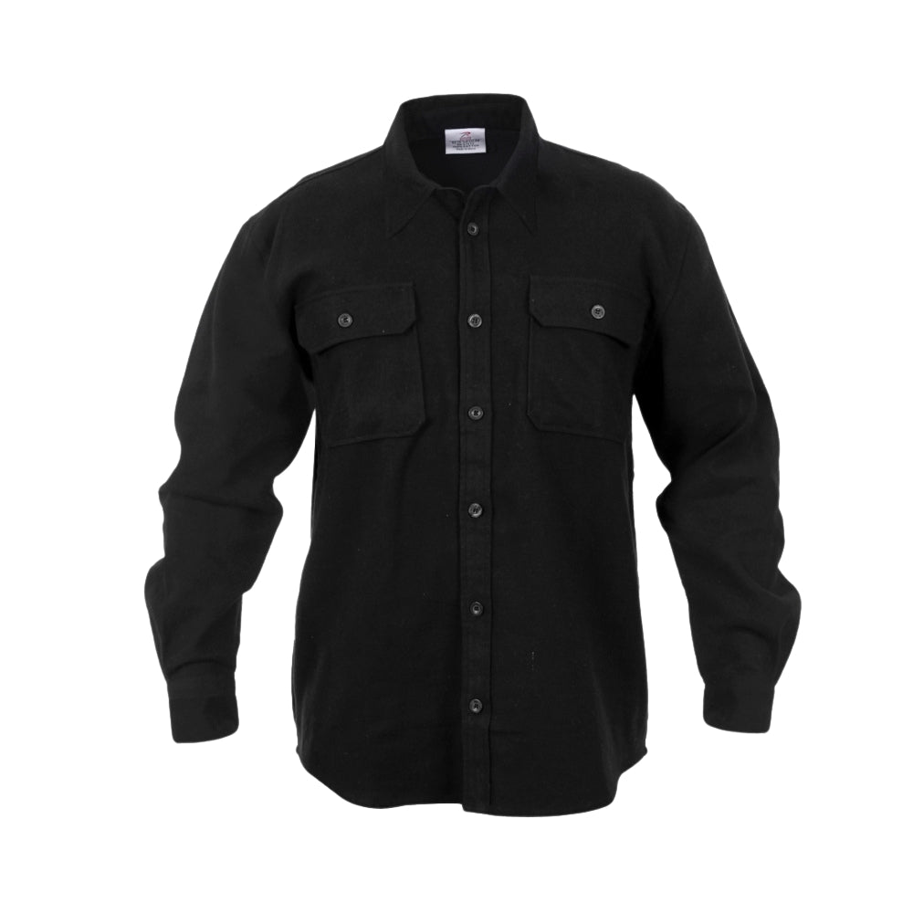 Rothco Heavy Weight Solid Flannel Shirt (Black) | All Security Equipment