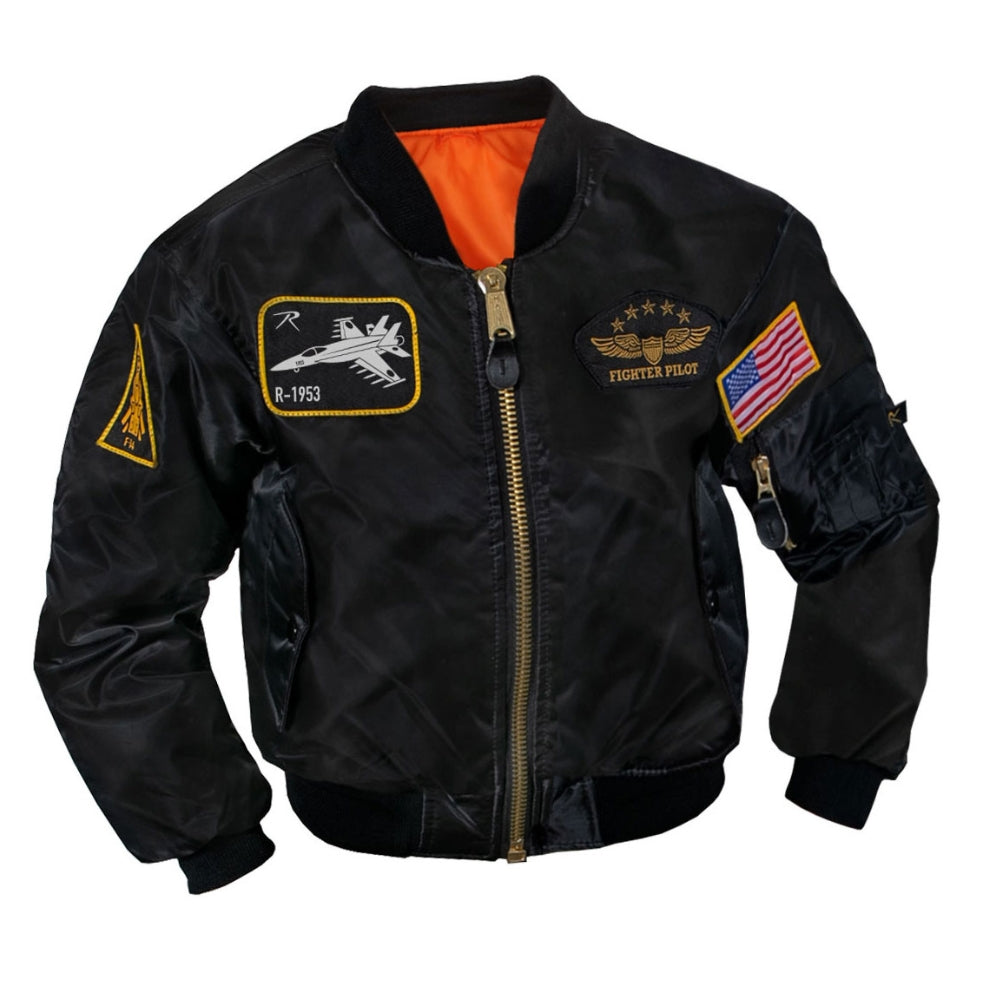 Rothco Kids Flight Jacket With Patches (Black) | All Security Equipment - 1