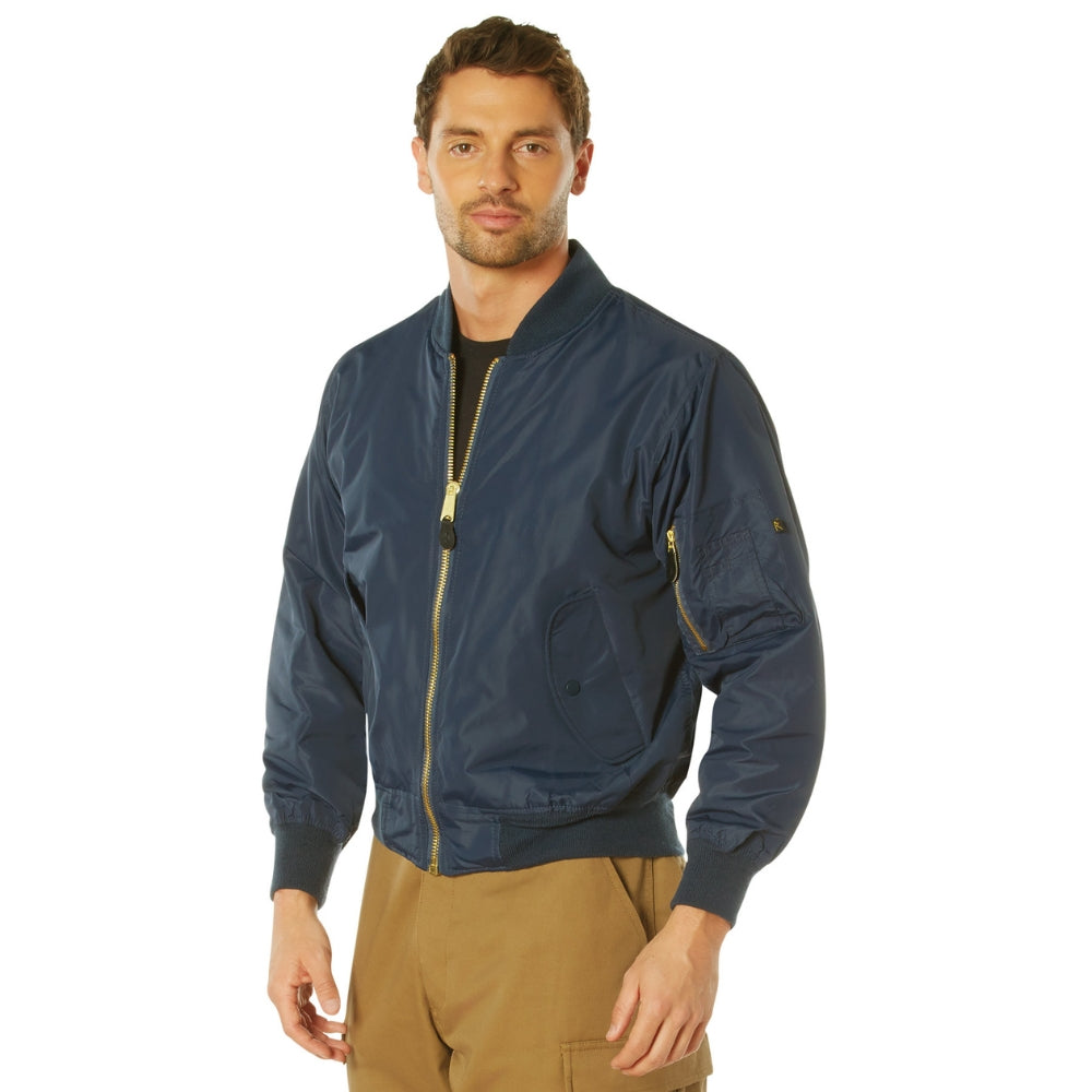 Rothco Lightweight MA-1 Flight Jacket (Navy Blue) - 2