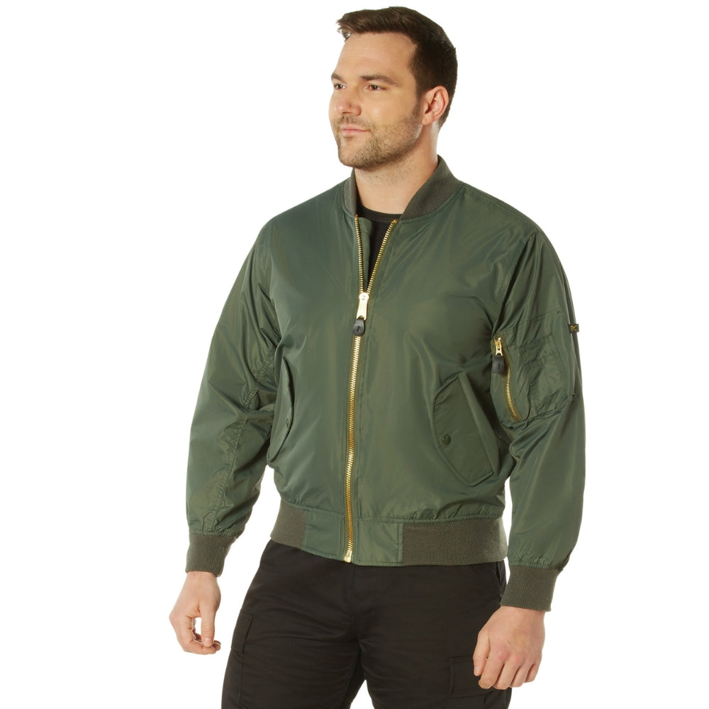 Rothco MA-1 Flight Jacket with Patches (Sage Green) Large