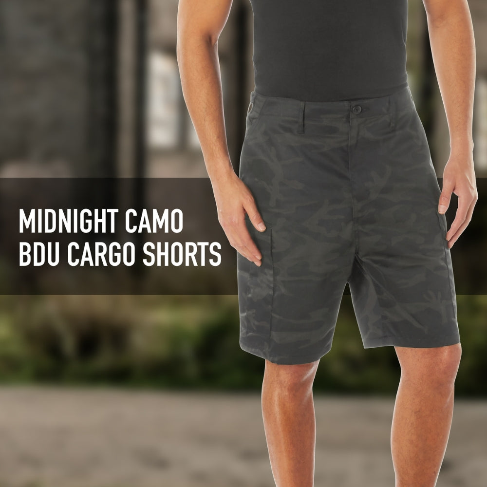 Rothco Midnight Camo BDU Shorts (Midnight Black Camo) - 5