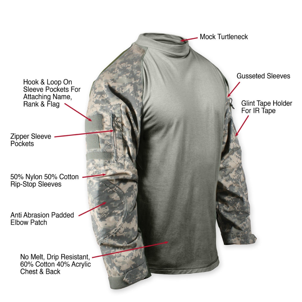 Rothco Military NYCO FR Fire Retardant Combat Shirt (Woodland Camo)