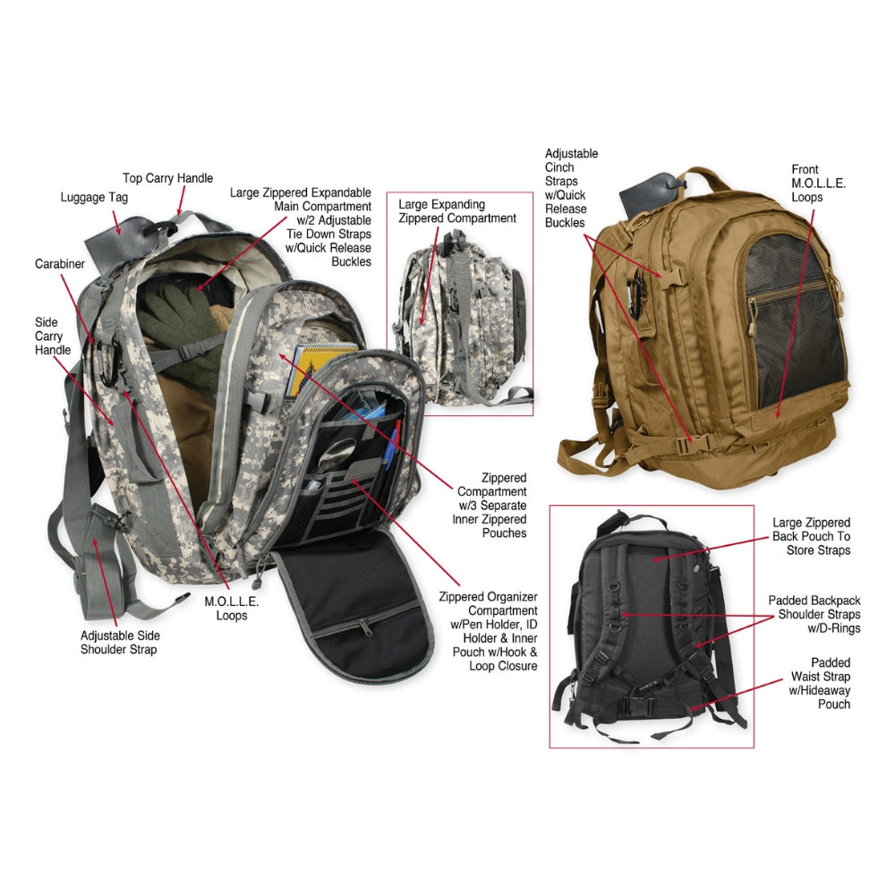 backpack buckles travel Rothco Move Out Tactical Travel Backpack