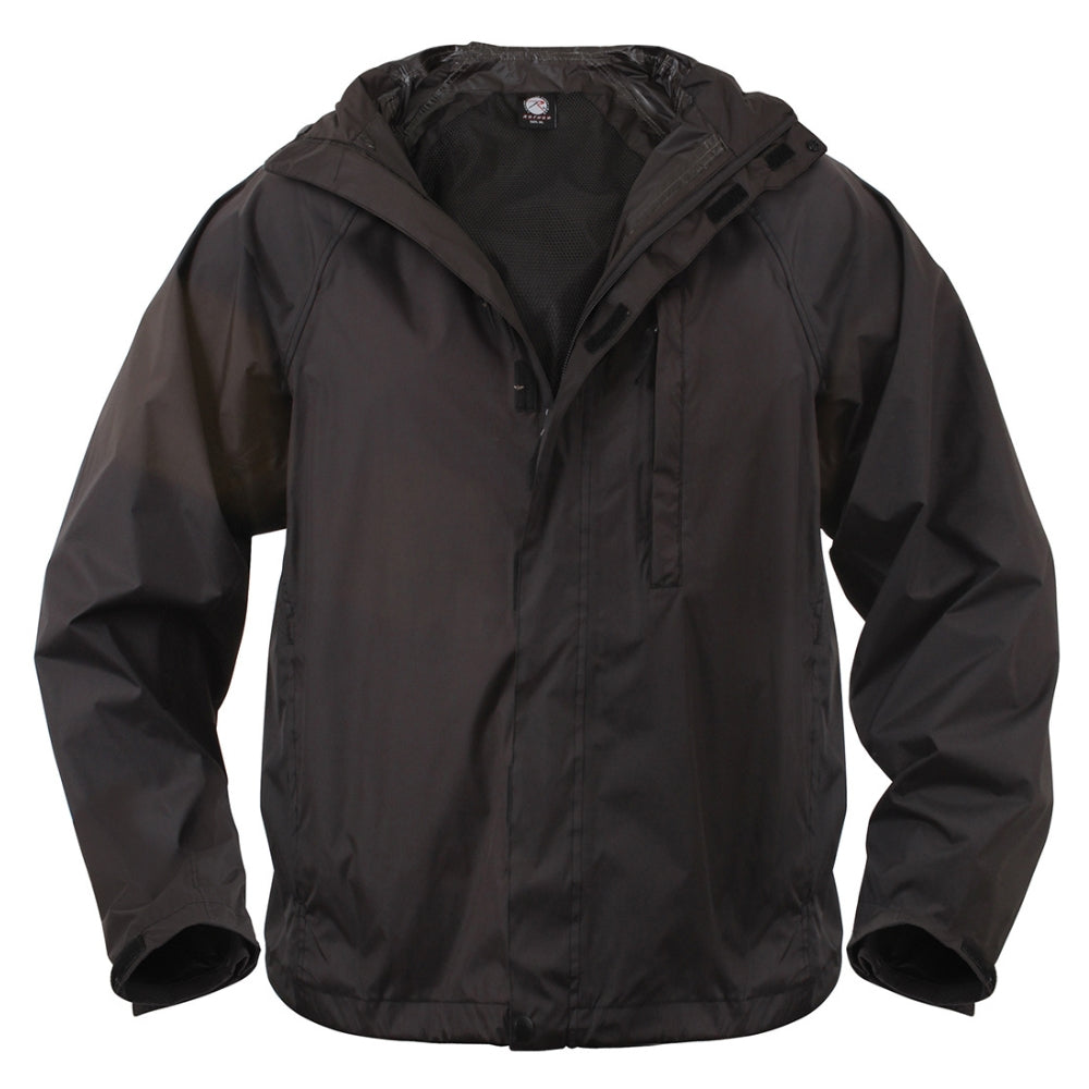 Rothco Packable Rain Jacket (Black) | All Security Equipment - 1